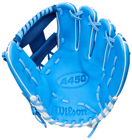 Wilson A450 11.5" Youth Infield Glove Baby Blue/Navy RHT