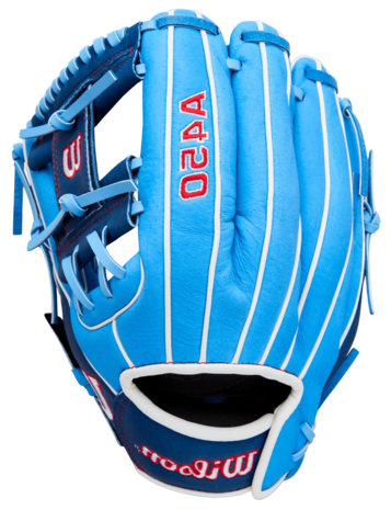Wilson A450 11.5" Youth Infield Glove Baby Blue/Navy LHT