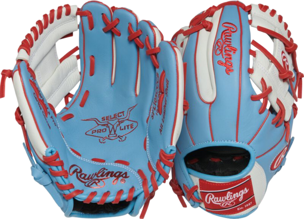 Rawlings Select Pro Lite Carlos Correa 10.5" Youth Glove Columbia Blue/White/Red RHT