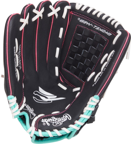 Rawlings Sure Catch Softball 12" Youth Glove Black/Mint/Pink LHT