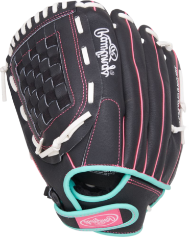 Rawlings Sure Catch Softball 12" Youth Glove Black/Mint/Pink LHT