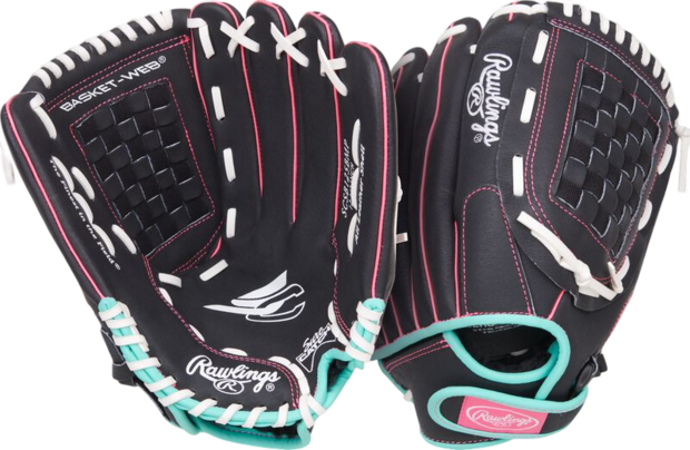 Rawlings Sure Catch Softball 12.5" Youth Glove Black/Mint/Pink RHT