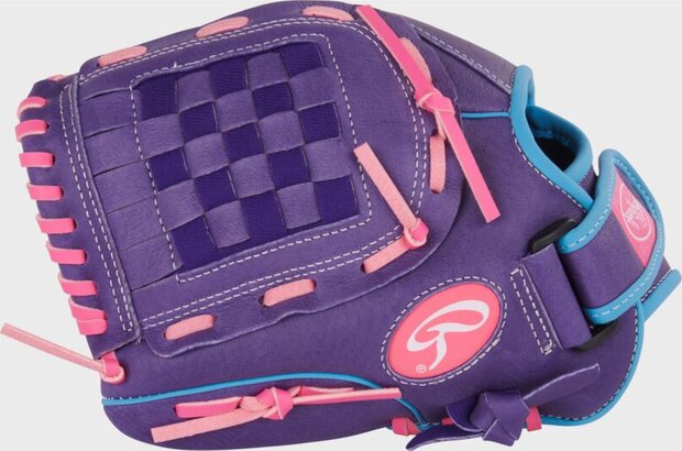 Rawlings Sure Catch Softball 11" Youth Glove Purple/Pink/Columbia Blue LHT