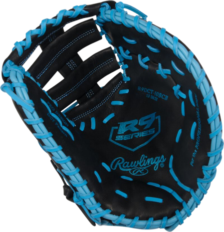 Rawlings R9 13" First Base Glove Black/Columbia Blue RHT
