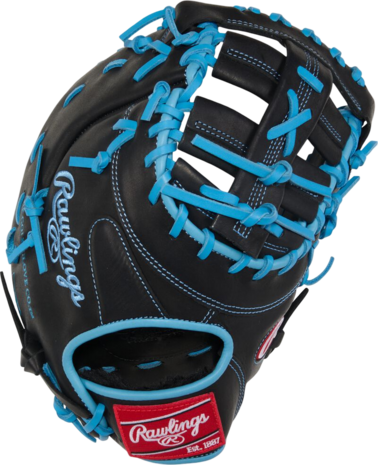 Rawlings R9 13" First Base Glove Black/Columbia Blue RHT