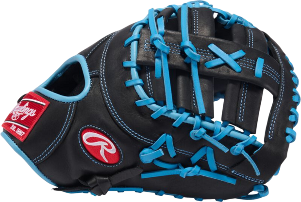 Rawlings R9 13" First Base Glove Black/Columbia Blue RHT