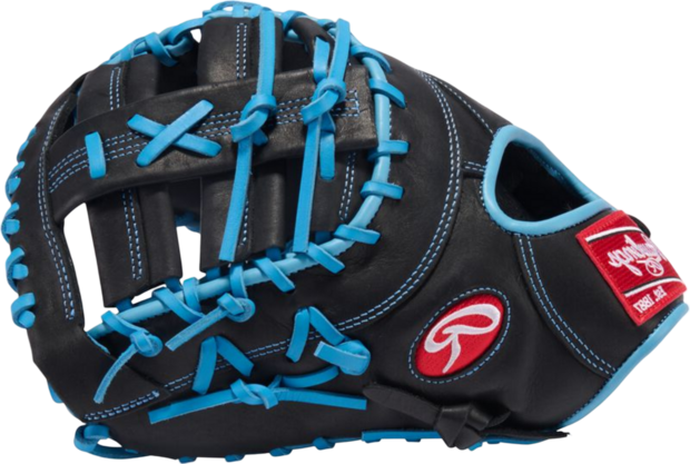 Rawlings R9 13" First Base Glove Black/Columbia Blue LHT