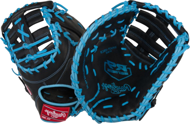 Rawlings R9 13" First Base Glove Black/Columbia Blue LHT