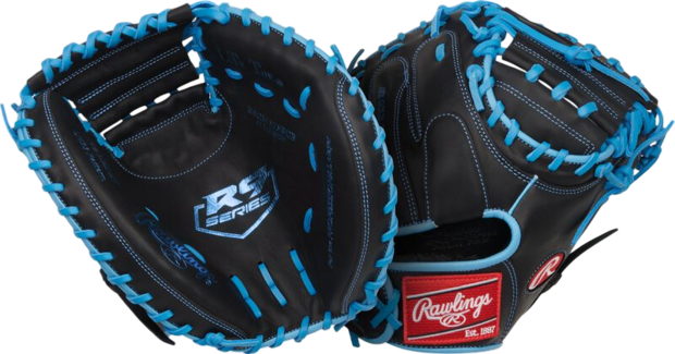 Rawlings R9 32.5" Catcher Glove Black/Columbia Blue RHT