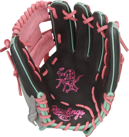 Rawlings Heart of the Hide 11.5" Infield Glove Gray/Black/Pink/Mint RHT