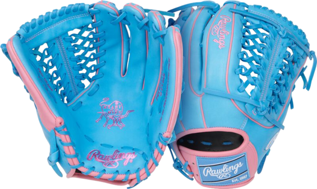 Rawlings Heart of the Hide 12.75" Outfield Glove Columbia Blue/Pink RHT