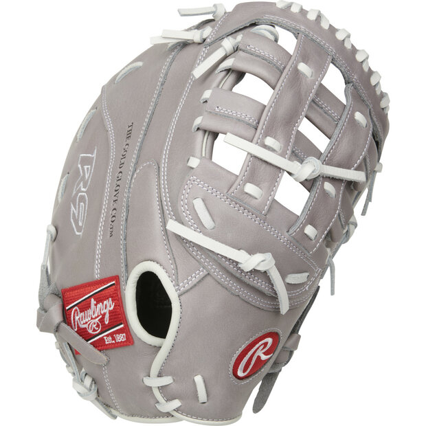 Rawlings R9 Softball 12.5" First Base Glove Gray/White RHT