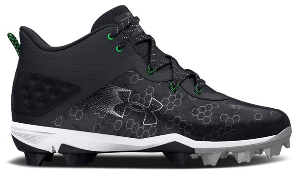 Under Armour Harper 8 Pro Black/Green High Rubber Cleats Beeball