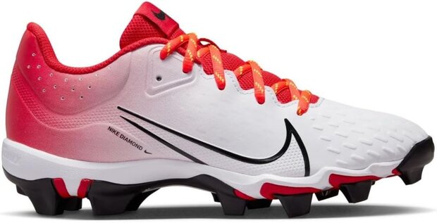 Nike Hyperdiamond 4 White/Scarlet Rubber Cleats Beeball