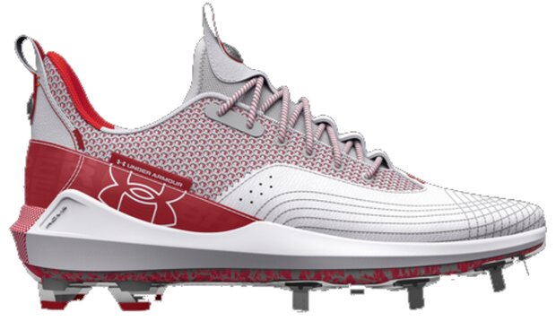 Under Armour Harper 7 White/Scarlet Metal Cleats