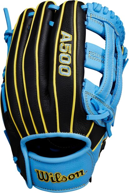 Wilson A500 10.5" Infield Glove Black/Baby Blue/Yellow RHT