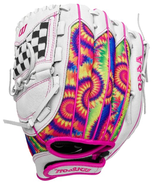 Wilson A440 11.5" Youth Infield Glove White/Pink/Tie-Dye LHT