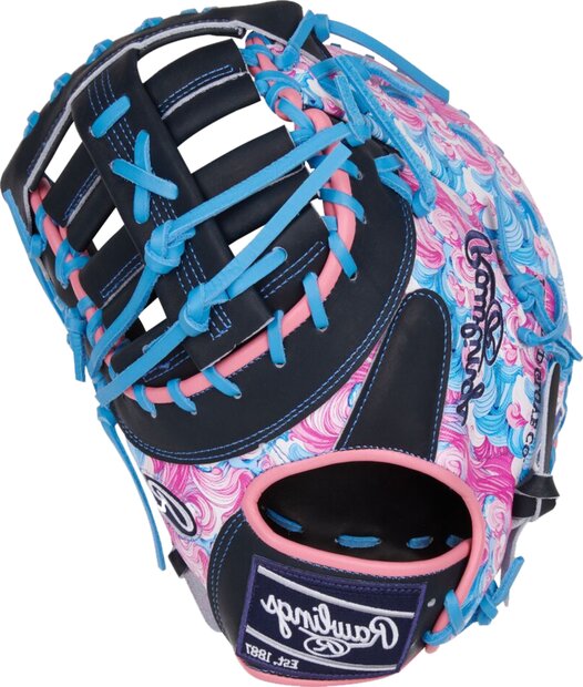 Rawlings Heart Of The Hide 13" First Base Glove Black/Blue/Pink Waves LHT