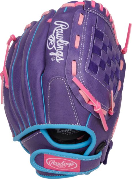 Rawlings Sure Catch Softball 11.5" Youth Glove Purple/Pink/Columbia Blue RHT