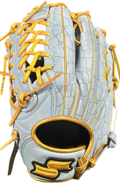 SSK EBC50 12.5" Outfield Glove Crocodile Pattern Colombia Blue/Gold LHT