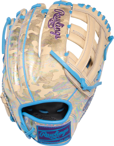 Rawlings Heart of the Hide 12.25" Outfield Glove Camel/Columbia Blue/Metallic Camo