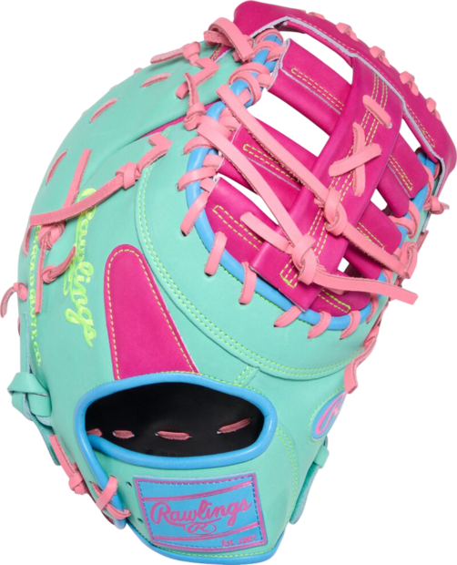 Rawlings Heart Of The Hide 13" First Base Glove Mint/Hot Pink/Pink/Columbia Blue