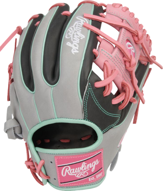 Rawlings Heart of the Hide 11.5" Infield Glove Gray/Black/Pink/Mint RHT