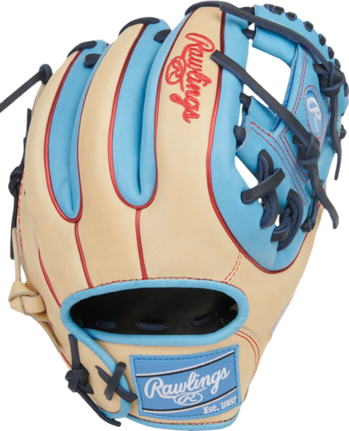 Rawlings Heart of the Hide 11.5" Infield Glove Tan/Colombia Blue/Red RHT