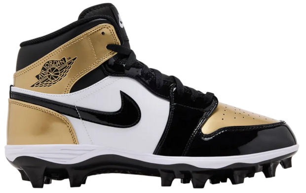 Nike Air Jordan 1 Metallic Gold/White/Black High Rubber Cleats