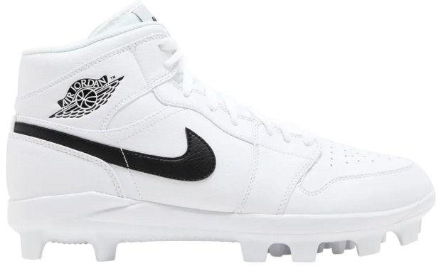 Nike Air Jordan 1 White/Black High Rubber Cleats