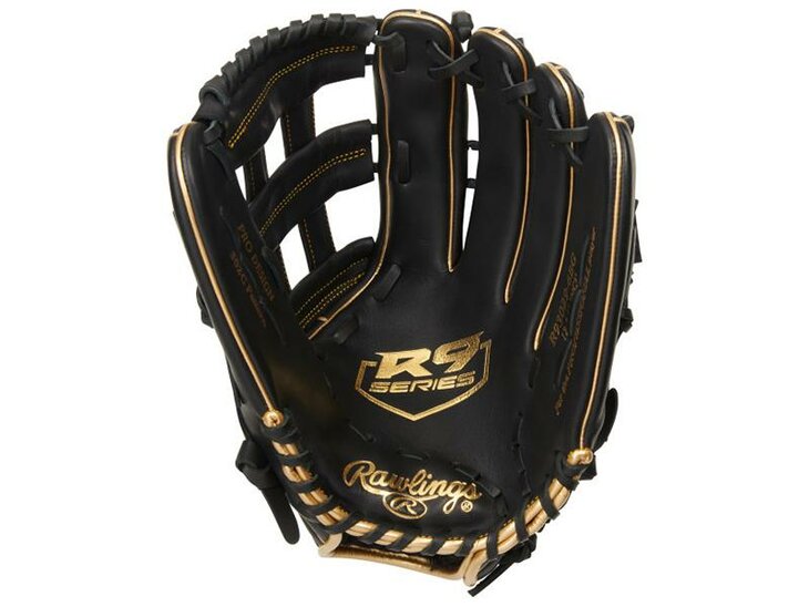Rawlings R9 12.75" Outfield Glove Black/Gold RHT