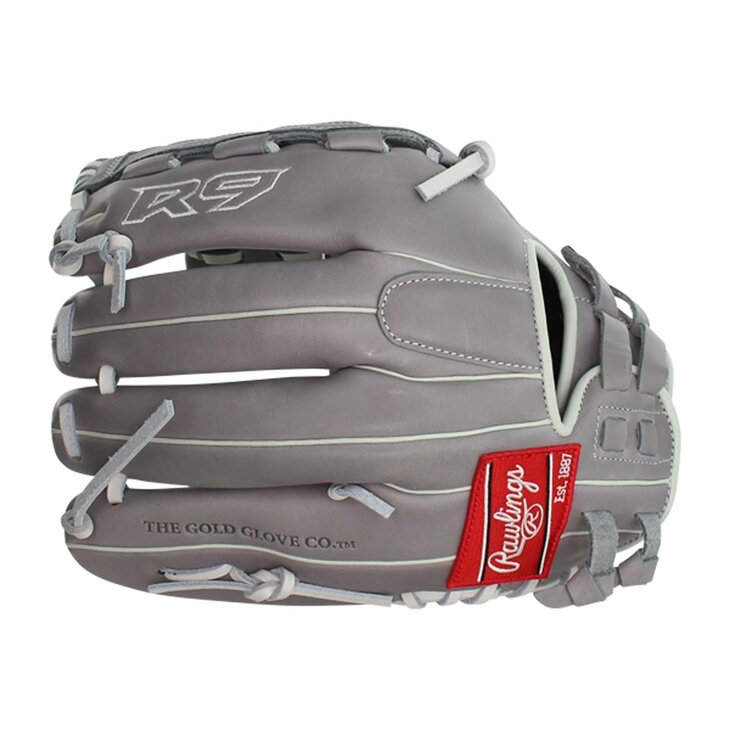 Rawlings R9 Softball 12" Infield/Pitcher Glove Gray/White RHT