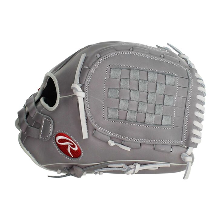 Rawlings R9 Softball 12" Infield/Pitcher Glove Gray/White RHT