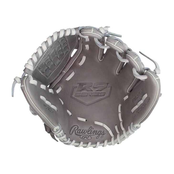 Rawlings R9 Softball 12" Infield/Pitcher Glove Gray/White RHT