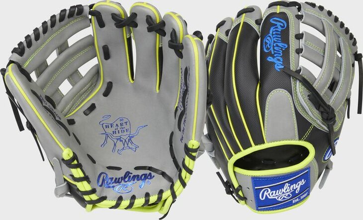 Rawlings Heart of the Hide 11.75" Infield/Pitcher Glove Gray/Black/Yellow RHT