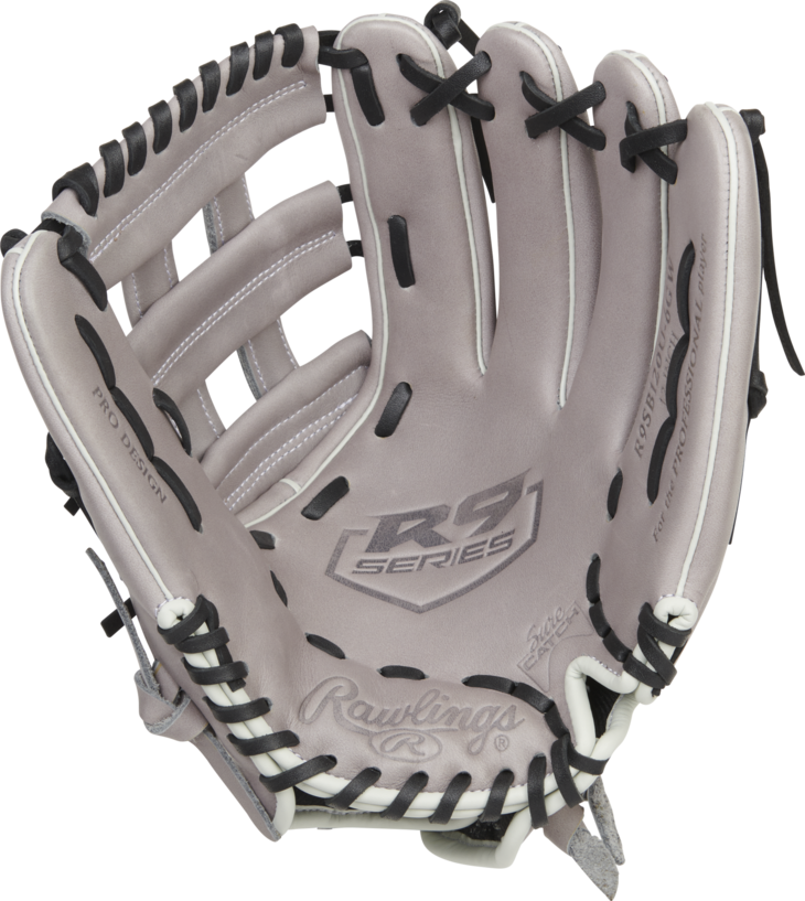 Rawlings R9 Softball 12" Infield Glove Gray/Black RHT