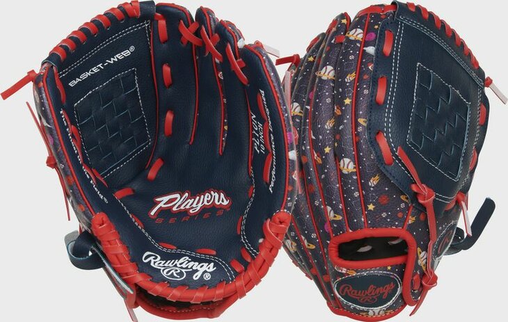 Rawlings Players Series 10" Youth Glove Space Print Navy/Red RHT