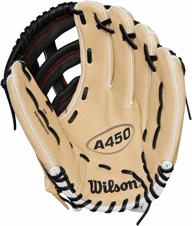 Wilson A450 12" Youth Outfield Glove Tan/Black RHT