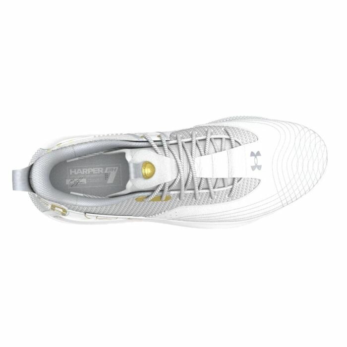 Under Armour Harper 7 White/Metalic Gold Metal Cleats
