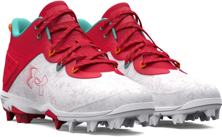 Under Armour Harper 8 Pro Scarlet/White High Rubber Cleats Beeball