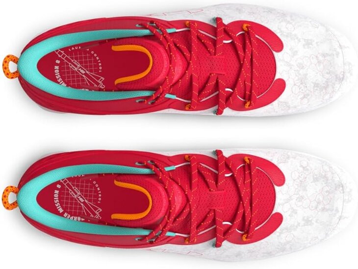 Under Armour Harper 8 Pro Scarlet/White High Rubber Cleats Beeball