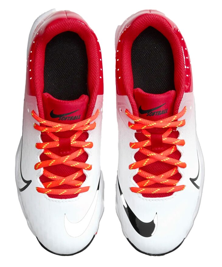 Nike Hyperdiamond 4 White/Scarlet Rubber Cleats Beeball