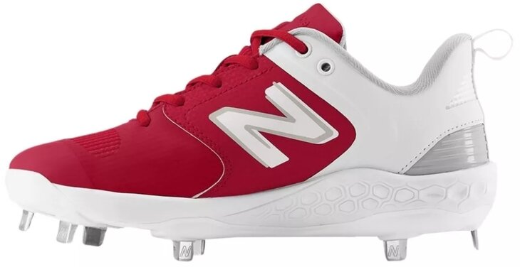 New Balance SMVELOR3 Scarlet/White Metal Cleats