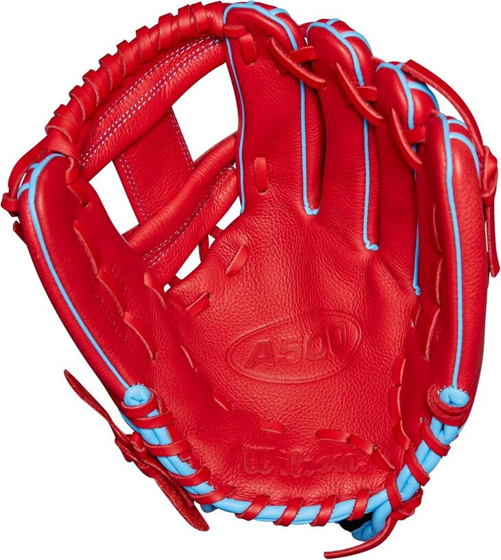 Wilson A500 11.5" Infield Glove Red/Baby Blue RHT