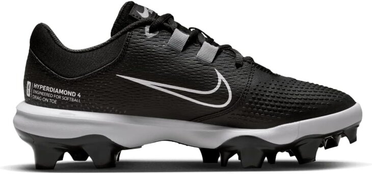 Nike Hyperdiamond 4 Pro Black/White Low Rubber Cleats