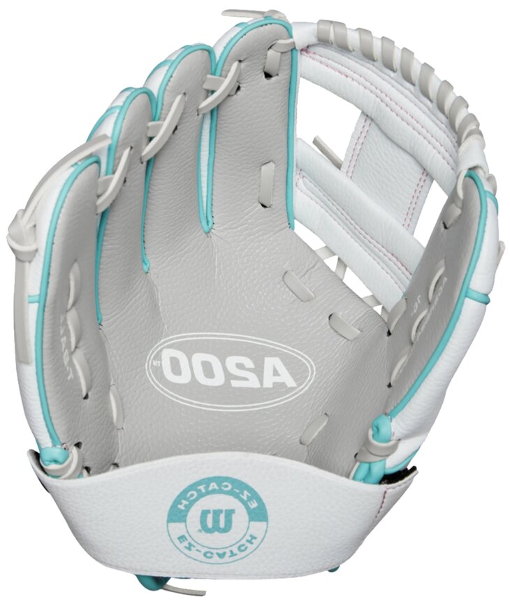 Wilson A200 10" Youth Glove Silver/White/Teal LHT