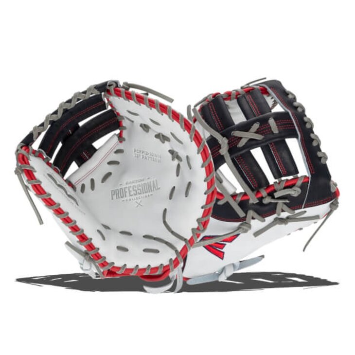 Easton Professional Collection Softball Color Splash 13" First Base Glove White/Navy/Red RHT