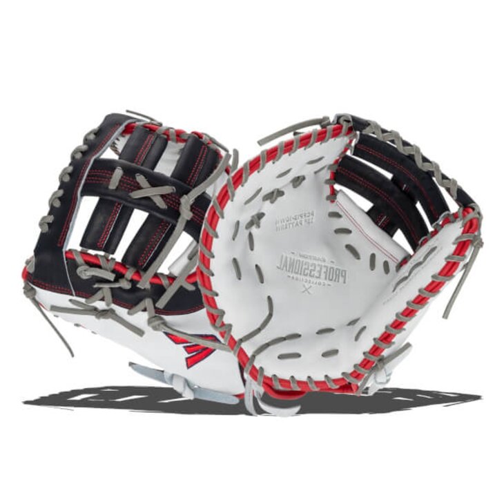 Easton Professional Collection Softball Color Splash 13" First Base Glove White/Navy/Red LHT