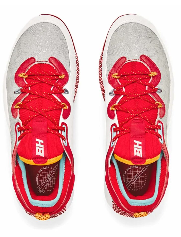 Under Armour Harper 8 Elite Scarlet/Silver High Rubber Cleats