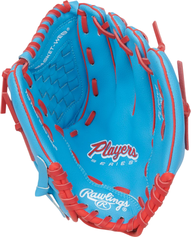 Rawlings Players Series 10.5" Youth Glove Columbia Blue/Red RHT